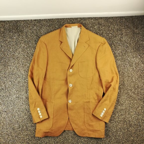 Brunello Cucinelli Sport Coat 100% Linen Three Button Beige Tan 40R